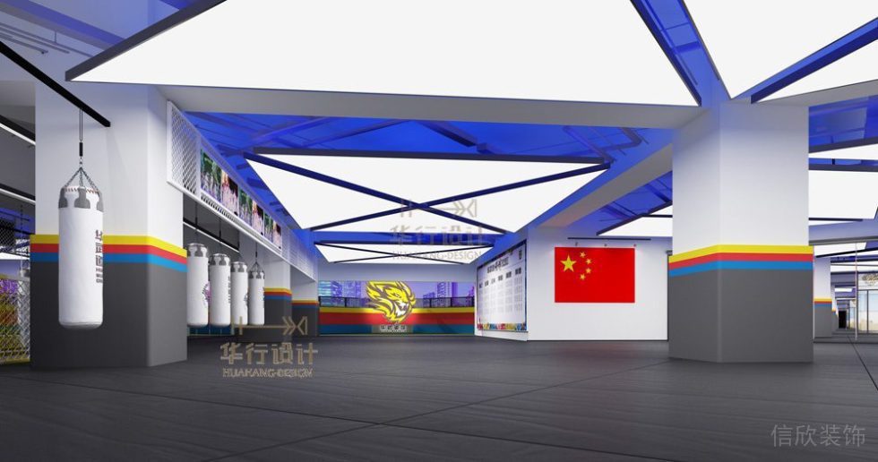 跆拳道沙袋吊頂創(chuàng)意設(shè)計培訓(xùn)機(jī)構(gòu)橡膠防滑地板
