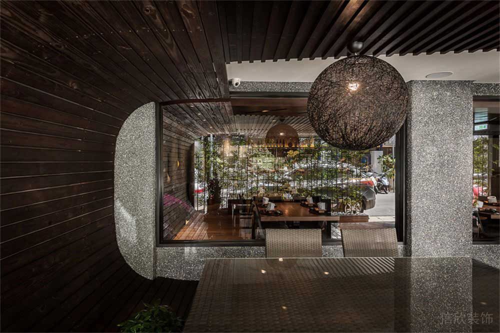 深圳寶安簡約風(fēng)中餐廳裝修設(shè)計(jì)案例室外休閑區(qū)