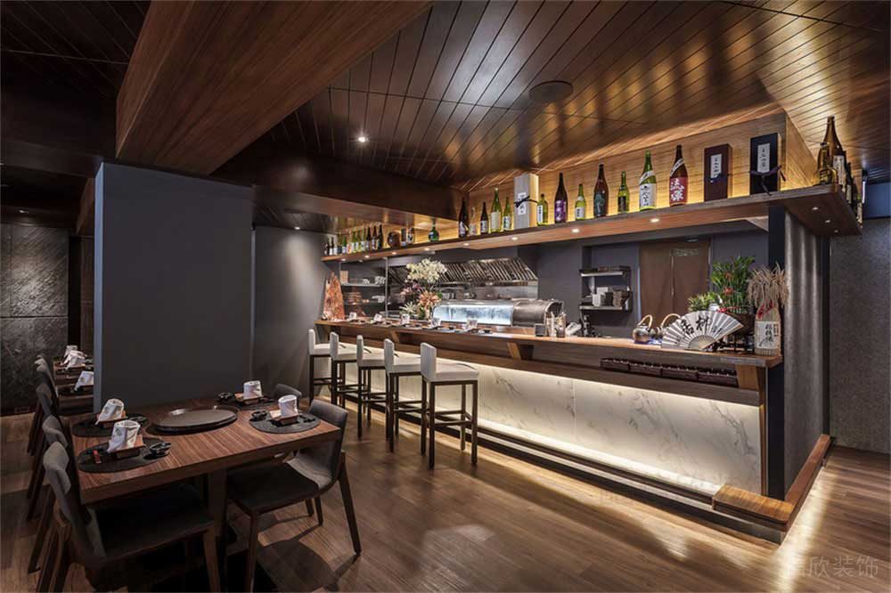 深圳寶安簡約風(fēng)中餐廳裝修設(shè)計(jì)案例吧臺(tái)用餐區(qū)