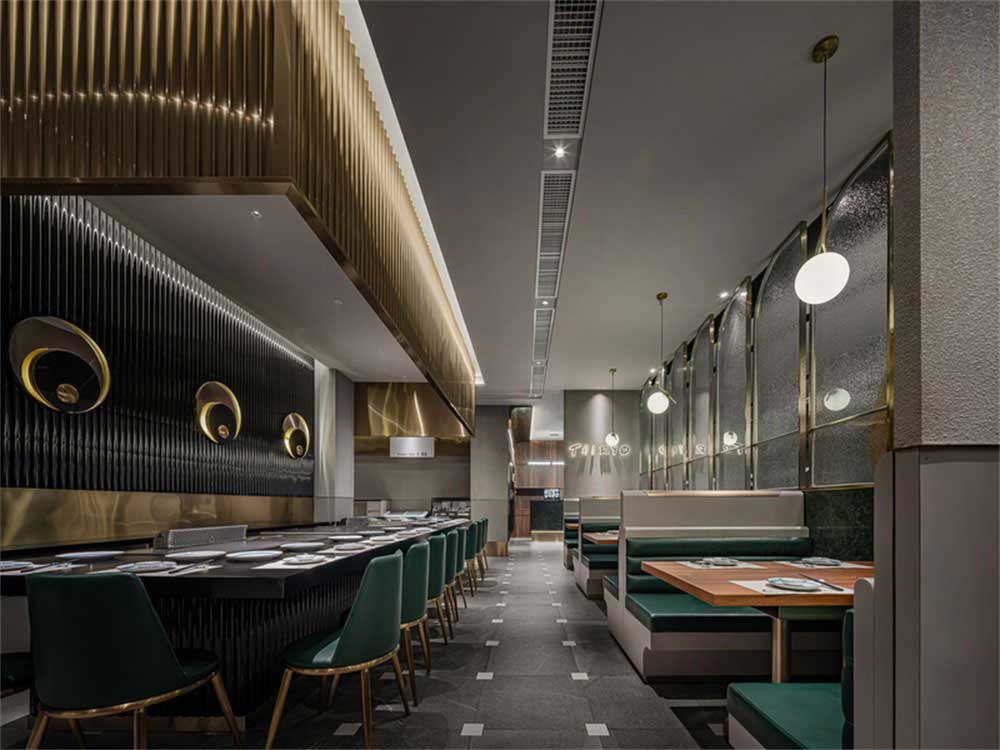 深圳寶安輕奢風(fēng)格鐵板燒餐廳裝修設(shè)計用餐區(qū)