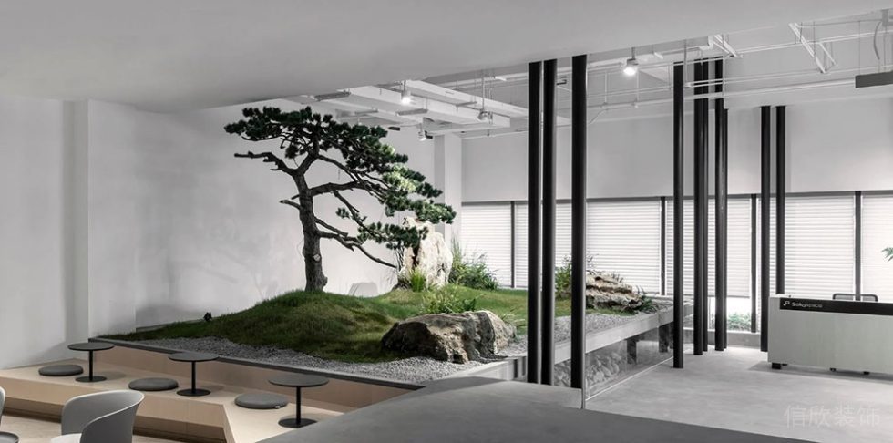 新中式風(fēng)格辦公空間案例員工休息區(qū)設(shè)計裝修圖