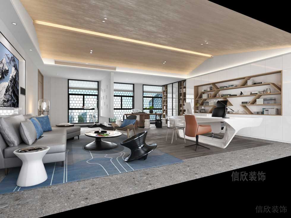 深圳鹽田區(qū)現(xiàn)代中式風(fēng)格辦公室裝修設(shè)計經(jīng)理辦公室效果圖