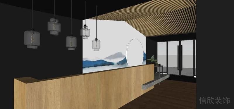 南山餐廳裝修設(shè)計效果圖前臺