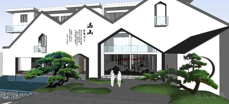 南山餐廳裝修設(shè)計效果圖外觀立體透視圖