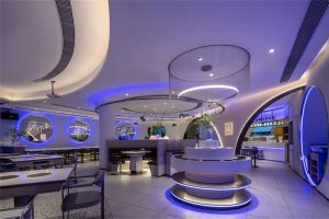 深圳龍崗現(xiàn)代風(fēng)格火鍋店裝修設(shè)計(jì)大廳效果圖