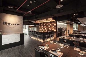 深圳鹽田現(xiàn)代簡約風(fēng)格火鍋店裝修設(shè)計大廳用餐區(qū)效果圖