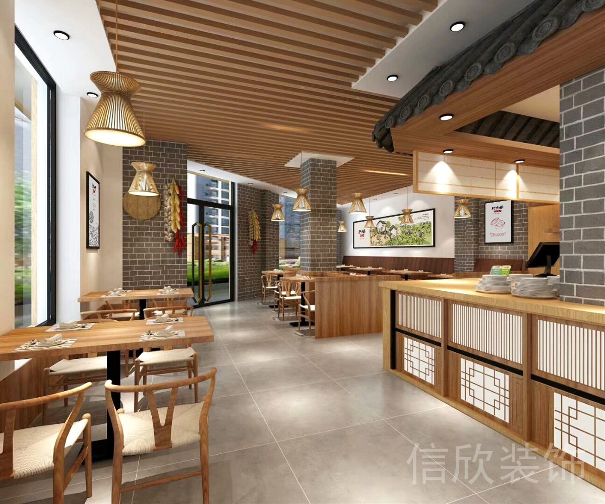 深圳福田梅林野尚膳快餐店點餐臺裝修設(shè)計