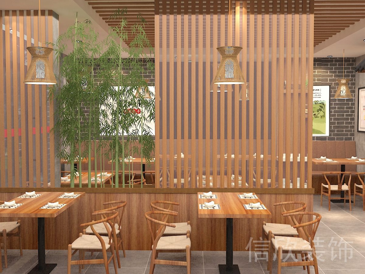 深圳福田梅林野尚膳快餐店屏風(fēng)隔斷裝修設(shè)計
