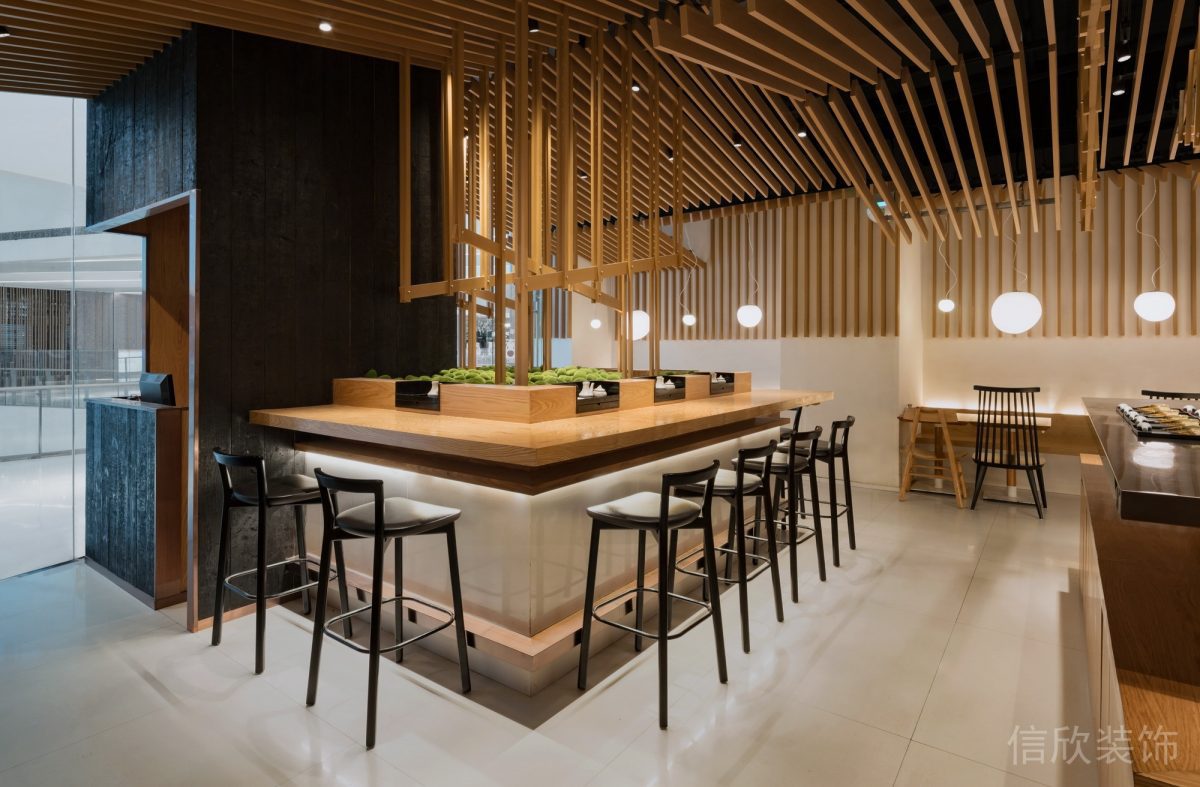 深圳羅湖區(qū)桂圓面館方形吧臺裝修設(shè)計